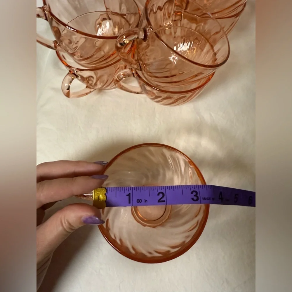 Vintage Arcoroc France French Pink Swirl Rosaline Teacups Set of 8